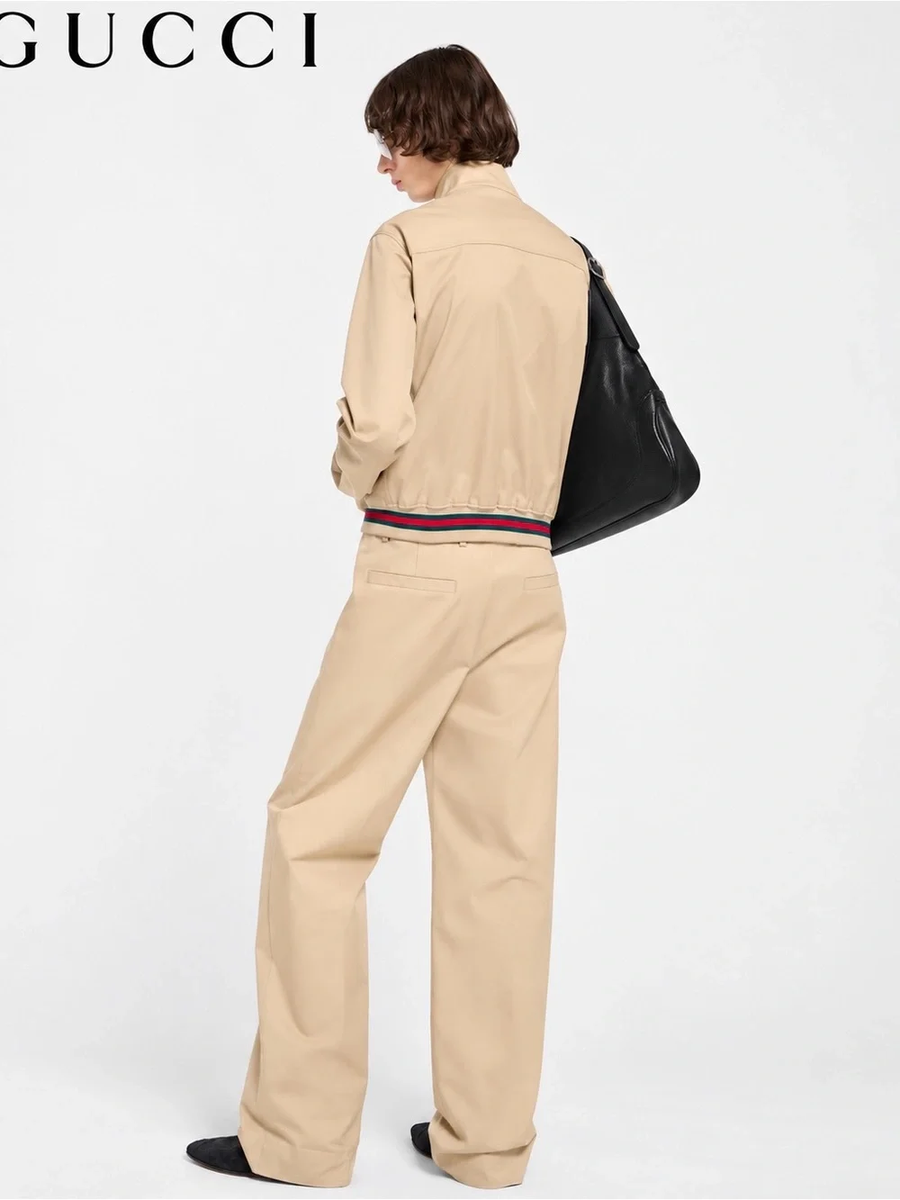 Gucci Beige Zip-Front Lightweight Jacket and pants set with Signature Web Trim